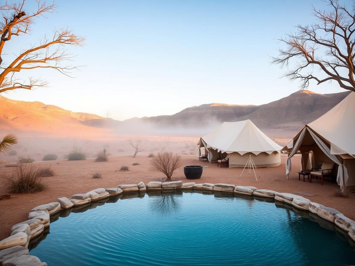 Estanque natural en un glamping de San Felipe